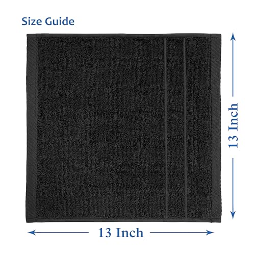 Casa Platino Washcloths 12 Pack - 100% Ringspun Cotton Washcloths - 13"x13"- Soft Textured, Well Stitched, Lightweight Towel - Absorbent & Durable - Perfect for Daily use - Black Wash Cloths - color: 03: Black, size: 12 Piece Wash Cloth
