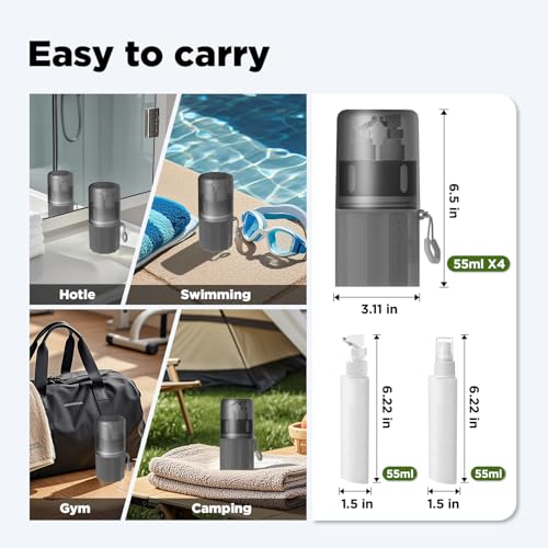 Travel Bottles for Toiletries, TSA Approved Travel Shampoo and Conditioner Bottles with Suction Cups, Gray - color: Gray