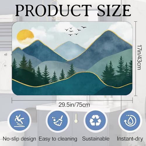 Elightvap Mountain Landscape Sun Bathroom Rugs Mat Non Slip Absorbent Quick Dry Rug Bath Mats for Bathroom Floor Bathtub,17 * 29.5 Inches - color: Mountain Landscape Sun