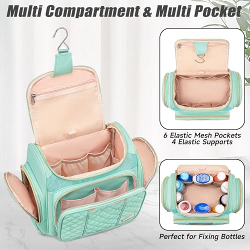 Tealari Large Toiletry Bag for Women Men,Bathroom Bag,Water Resistant Shower Bag,Makeup Bag,Portable Shower Caddy for College Dorm,Hanging Travel Toiletry Bag with Transparent Waterproof Phone Pocket - color: Green-1