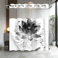 Lotus Hookless Shower Curtain with Snap in Liner, Black and White Zen Spa No Hook Shower Curtain and Liner Set, Ringless with Window Waterproof Cloth Fabric, 60" W X 74" L - color: Ink Water, size: 60"W x 74"L (Pack of 1)