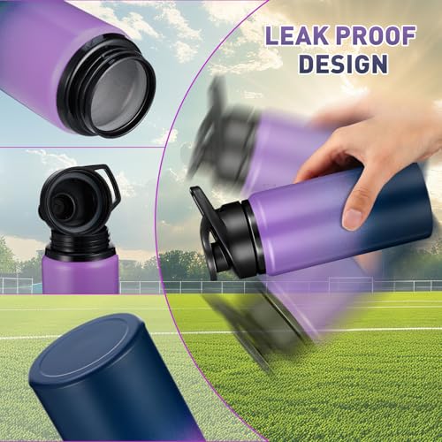 Mimorou 10 Pack Aluminum Water Bottles Bulk 17oz Reusable Leak-Proof Lightweight Sport Bottles Set for Travel Gym Team Camping & Party Favors, 10 Colors - color: Dark Blue，purple