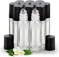 sungwoo 12 Pack Essential Oil Bottles, 10ml Clear Glass Bottles with Stainless Steel Roller Balls and Caps for Travel, Perfume and Lip Gloss - color: Clear, style: 12 Pack