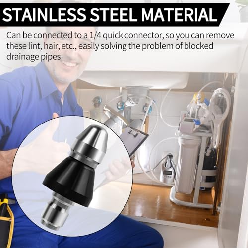 Sewer Jetter Nozzle,Stainless Steel,Drain Augers, Sewer Pipe Dredging and Cleaning Tools for Pipe Unclogging - Drain Clog Remover | Hair Clog Remover | Toilet Clog Remover （Type B） - style: B