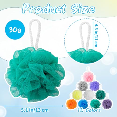 10 Pcs Bath Loofah Shower,Mesh Sponge Pouf,Soft Mesh Shower Loofahs for Body Wash,Bathing Accessories,Bathroom(10 Colors) - color: Style C - 30g