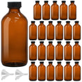 24 Pack 8oz Amber Glass Boston Round Bottles with Phenolic Polycone Caps – Airtight, Leak-Proof Brown Glass Containers for Kombucha Brewing, Storing Condiments, Essential Oils, and Homemade Solutions - size: 8oz