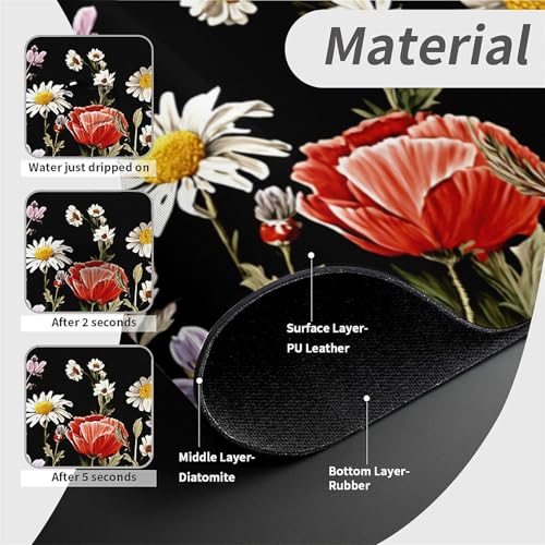 Faucet Fast Absorbent Pad - Wildflower Illustration , Suitable For Kitchen, Bathroom, Island And Other Scenes - color: wildflower illustration