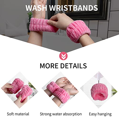 WSYUB Spa Headband and Wrist Bands for Makeup & Face Wash, 1 Set, Watermelon red - color: Watermelon red