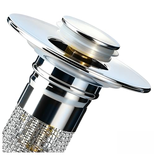 Sink Stopper Hair Catcher, Pop-up Sink Drain Strainer with Removable Stainless Steel Strainer Basket Hair Catcher, Bathroom Sink Strainer for Bathroom Sink Stopper Replacement(1PCS)