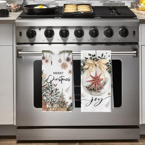Artoid Mode Gloves Ball Xmas Tree Merry Christmas Kitchen Towels, 18x26 Inch Quick Dry Microfiber Cloth Dish Towels for Kitchen Drying Set of 4 - size: 18" x 26", Microfiber