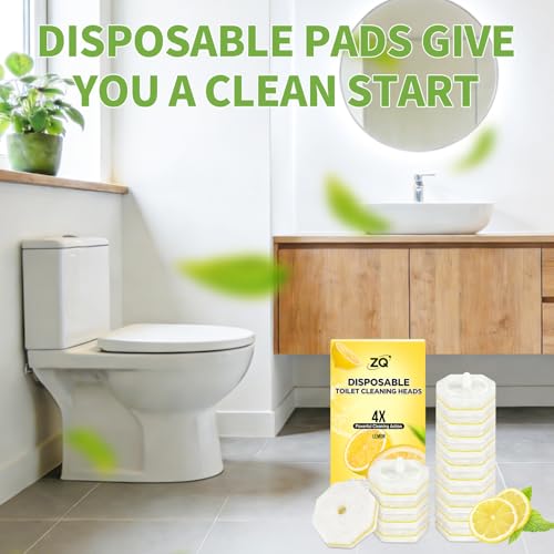 60 Count Toilet Wand Refills for Clorox and Most Named Wand, Lemon Scent | Disposable Toilet Brush Heads, Toilet Bowl Cleaner, Pre-Loaded Cleaning Formula, Lemon Scent, Bathroom Cleaning Supplies - size: 1 Count (Pack of 60)