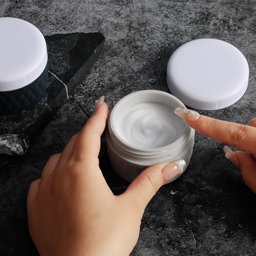 Kuangre Travel Containers for Toiletries, Silicone Cream Jars BPA-Free, TSA Approved 2oz Travel Size Containers, Leak-proof Silicone Jars with Lid for Cosmetic Face Hand Body Cream (4 Pack) - color: Grey, size: 2 Ounces