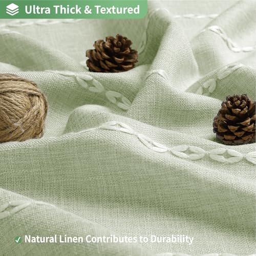 eachope Sage Green Farmhouse No Hook Shower Curtain Set with Snap-in Fabric Liner,Boho Heavy-Duty Linen Textured Rustic Striped Design,Water-Repellent with Tassels and Sheer Window,71x74 - color: Sage Green, size: 71"W x 74"L (Pack of 1)