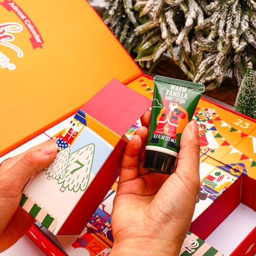 2025 Advent Calendar, New Year Gifts for Women with Hand Cream, Bubble Bath, Body Butter, Necklace, Bracelet, Brooch, Beauty Skincare Bath and Body Gift Set, 24 Days of Holiday Gift - color: Orange