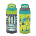 Zak Designs 16oz Riverside Beach Life Kids Water Bottle with Straw and Built in Carrying Loop Made of Durable Plastic, Leak-Proof Design for Travel, 2PK Set - color: Beach Life and Surfing Boards