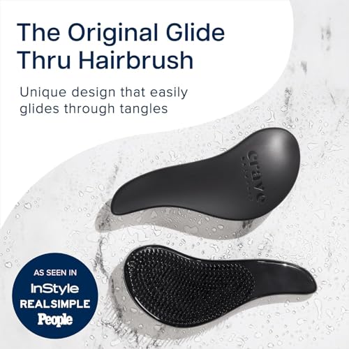 Crave Naturals Biggie Glide Thru Hair Brush - Detangler Brush for Curly, Straight, Wet or Dry Hair - Gentle Detangling Brushes for Adults, Kids, Toddlers - Hair Accessories for Women, 8.4x3.4" - Black - color: Black, size: 1 Pack (Large)