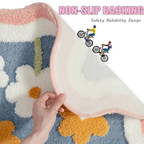 PTAEXCEL Cute Bath Mat, 32" x 20" Extra Soft Pink Bathroom Rugs, High Absorbent Flower Area Rug, Non Slip Machine Washable Bathroom Mat, Great for Indoor Bathtub Bedroom Floor - color: Pink 32x20"