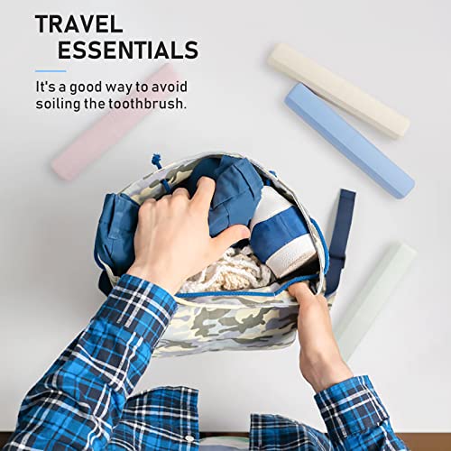 Mulbozy 4 Packs Portable Travel Toothbrush Case, Breathable Plastic Toothbrush Holder for Home, Travel, Business, Camping, School - color: Pink, Blue, Beige, Green