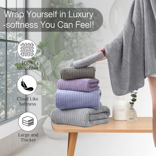 Hailea 18 Piece Family Bath Towel Set Include 6 Bath Towels,6 Hand Towels and 6 Washcloths Soft Bathroom Towel with Hanging Loops,Highly Absorbent Quick Dry Towels Set for Bathroom,Hotel and Spa-Grey - color: Grey, size: 18-Piece Set