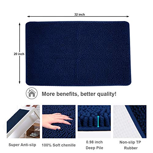 Secura Bathroom Rugs 20x32 Inches – Thick Plush Bath Mat, Ultra Soft Absorbent Bathroom Mat, Non Slip Machine Washable Bath Rugs for Tub, Shower Room Floor (Blue) - color: Blue, size: 2'8" x 1'8" (Rectangular)