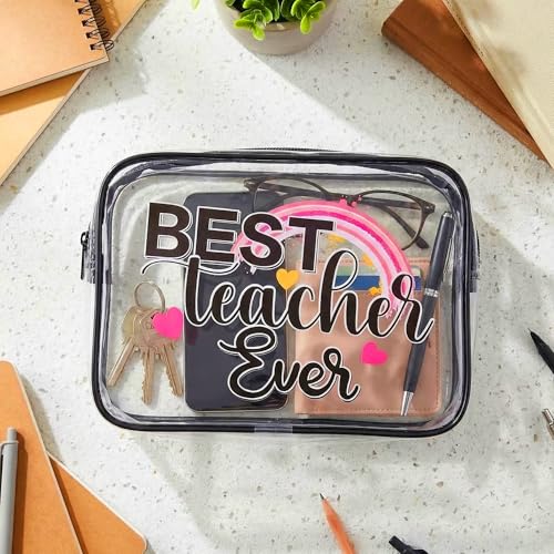 Teach Bag Clear Zipper Pouch, Teacher Survival Kit Bag, Clear Makeup Cosmetic Bag, PVC Waterproof Travel Toiletry Bag Graduation Thanks Gift (C) - style: C
