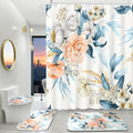16 Pcs Floral Shower Curtain Set with Rugs, Flower Bath Curtains and High Absorbent Non-Slip Mats, Thick 120GSM Fabric Curtain with 12 Metal Hooks, Multi Floral, 72x72 Inch - color: Flower A-pink Blue
