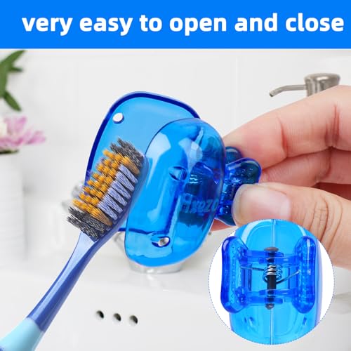 Hxezoc 4 Pack Toothbrush Covers Toothbrush Holders Toothbrush Protector Cap Brush Pod Case Protective Portable Plastic Clip for Household Travel, Bathroom, School, Camping, Business - color: Green, Blue, Orange, Pink