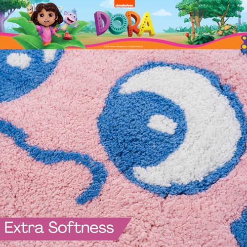 Dora the Explorer Boots Bath Rug – Kids Non-Slip Cotton Plush Bathroom Mat, Monkey Character Shaped Rug, 18.5 x 12 in (Officially Licensed) by Franco - color: Dora the Explorer - Boots