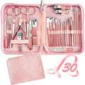 Manicure Set 30 in 1 Nail Clipper set, REDFLOW nail clippers, fingernail & toenail clippers, Manicure Tools, pedicure tools, Suitable for Travel Manicure Kit, Nail Set Kit With Everything Profe - color: Pink