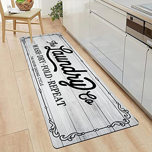 Pauwer Farmhouse Kitchen Rug, 20"X48", Beige, Non Slip, Washable, Machine Made - color: Beige, size: 1'8" x 4'