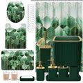 XLHOMO Bathroom Set - 26PC Bathroom Set with Shower Curtain and Rugs, Bathroom Accessory Set, Dark Green Bathroom Accessories Set, Trash Can & Soap Dispenser - style: Dark Green&Gold