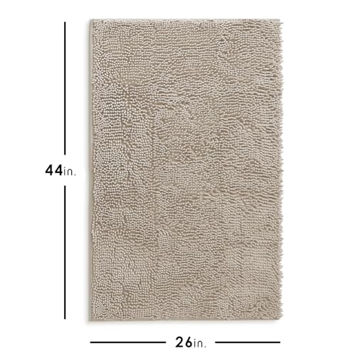 Hearth & Harbor Bathroom Rugs, Chenille Bath Mat - Machine Washable Bath Mats for Bathroom Non-Slip Backing Rubber, Quick Dry Bathroom Mat - color: Beige, style: 26 x 44