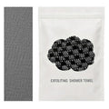 Exfoliating Shower Towel, Cotton-Blend Back Scrubber, Black | 39 x 10 in, dual-sided texture, quick-dry mesh, washable for home, gym, travel - color: Black
