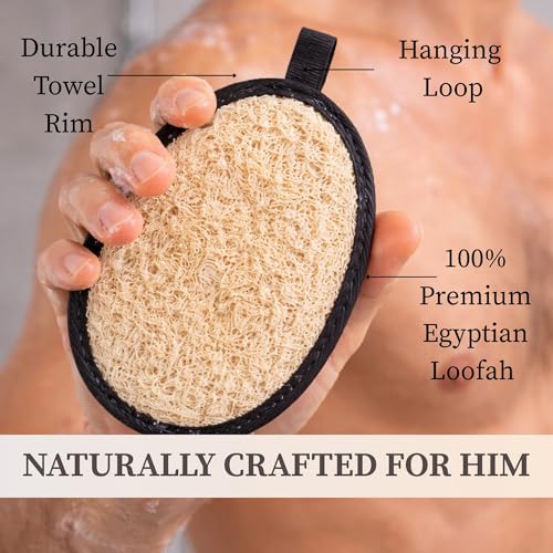 SERRENTO Couples Loofah Body Scrubber Set, Natural Shower Sponge, 4 Count - color: Black and White
