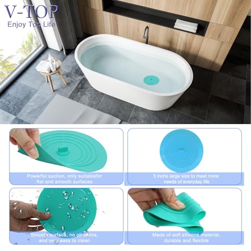 Bathtub Drain Stopper 2 Pack, 5 inches Silicone Tub Stopper Drain Cover, Bath Tub Plug Hair Stopper,Universal Flat Suction Hair Water Shower Stopper Bath Accessories (Blue&Green) - color: Blue&green