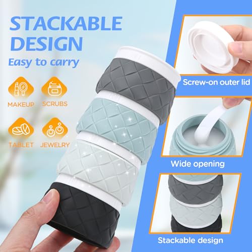 16 Pack Travel Bottles for Toiletries, TSA Approved Travel Size Toiletries Containers Set, BPA-Free Silicone Leak Proof Refillable Bottles Stackable Creams Jars Accessories Kit W/Clear Bag(Gray) - color: Gray