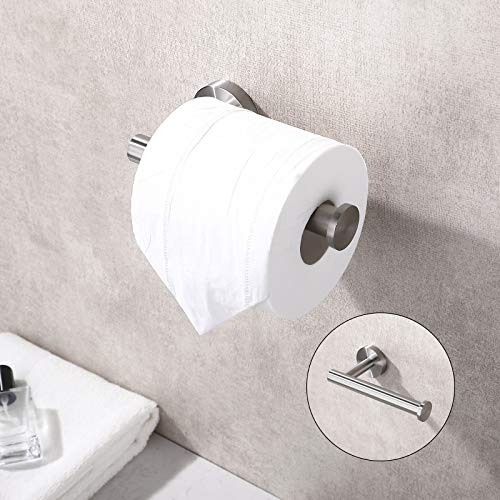 TASTOS Brushed Nickel Toilet Paper Holder SUS304 Stainless Steel, Modern Round Tissue Roll Holders Wall Mount, Toilet Paper Roll Dispenser Bathroom 5 inch TP Holder for Kitchen Washroom - color: Brushed Nickel