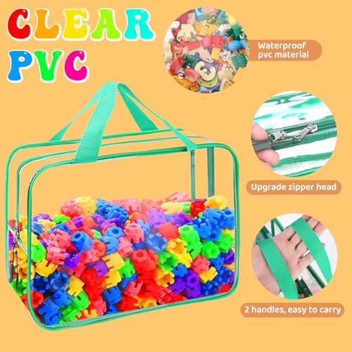 8 Packs XL Toy Storage Bags, Reusable Clear PVC Board Game Storage, Toy Storage Organizer Bags with Zipper for Building Blocks, Puzzle and Handmade Accessories, Clear Toiletry Bag (8 Color, X-Large) - color: 8 Color, size: X-Large