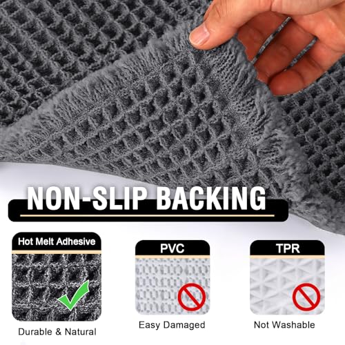 H.VERSAILTEX Upgraded Waffle Bath Mat Super Absorbent Non Slip Bath Rugs for Beside Tub, 20" x 32", Grey - color: Grey, size: 20" x 32"