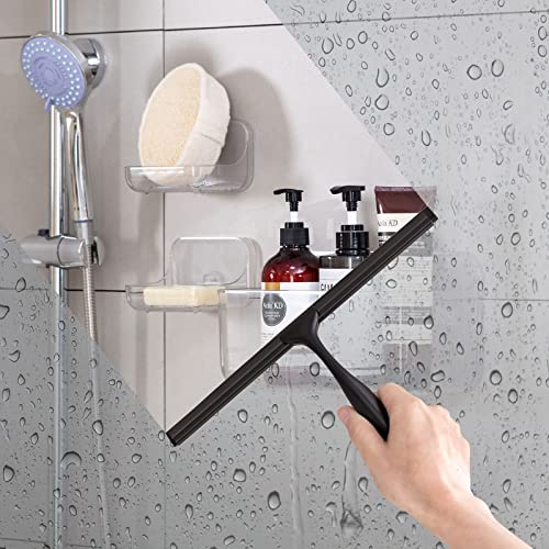 Ettori Shower Squeegee for Glass Doors, Squeegee for Shower Glass Door, Window and Car Glass, Mirrors - All-Purpose Stainless Steel Squeegee, 10 Inches and Black - color: Black