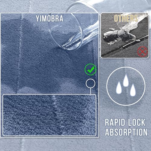 Yimobra U-Shaped Toilet Bath Mat Set 2 Piece - Soft Absorbent Quick Dry Memory Foam Bathroom Rugs, Machine Washable Non Slip Floor Carpet for Tub Shower & Single Sink (17x24 & 24x20, Denim Blue) - color: Denim Blue, size: 24x17+24x20 Inch