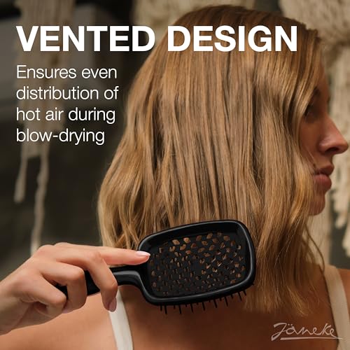 Janeke Superbrush Detangling Brush for Soft Smoothing Hair Brushing with Anti-Static Bristles - Vented Wet Hair Brush for Blow Drying Use - Perfect for Curly, Thick, Wavy, Fine Hair Types (Black) - color: Black Superbrush