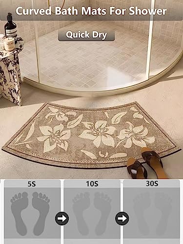 Fast Drying Curved Bath Mat Shower Mats for Round Bathroom and Shower, Strong Absorbent Corner Bath Mat, Rubber Non-Slip Bottom, Easy to Clean, 45x100cm(18x40inch),E - color: E