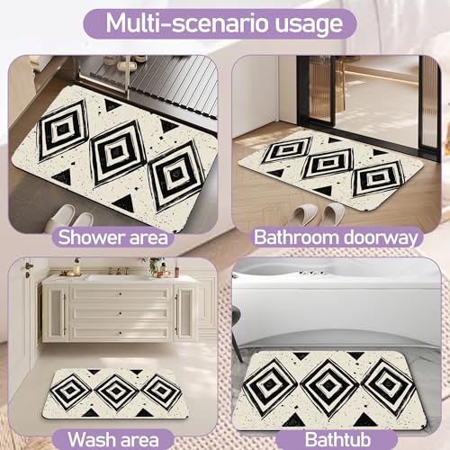 Doodle Geometry Bathroom Rugs Mat, Super Absorbent Quick Drying Floor Mat for Bathroom Entryway 17"x30" - color: Doodle Geometry