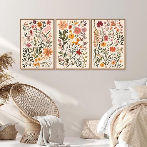 Watercolor Wildflower Canvas Wall Art Boho Floral Botanical Wall decor pictures Floral Paintings posters Prints for Living Room Bedroom Bathroom Home Decoration Unframed (12inx16in posters) - color: Watercolor Poster, size: 12inx16in
