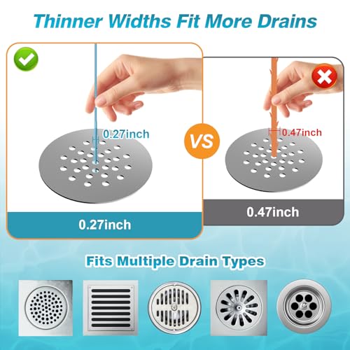 50 Inch Drain Snake Hair Drain Clog Remover Tool for Bathroom Sink – 4 Pack | Reusable Brush, 50-Inch Break-Resistant Steel Wire Rope with Nylon Coating, 0.27-inch wand for Shower Drain Cleaning