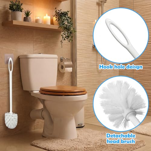 12 Pcs 17.3 Inch White Toilet Brush Bulk with Hook Hole Long Handle Toilet Bowl Cleaner Scrubber for Bathroom Household Cleaning Supplies Christmas Home Gifts - color: White