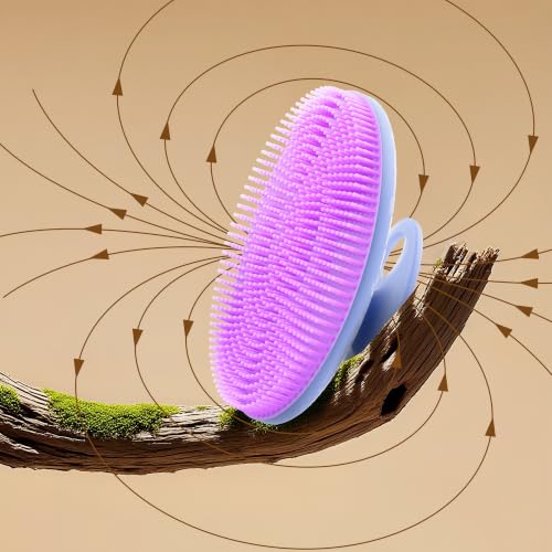 INNERNEED Magnetic Silicone Body Scrubber, Hygienic Shower Brush, Purple | Gentle Exfoliating & Deep Cleansing Body Brush for Daily Shower, Skin Vitality - color: Purple