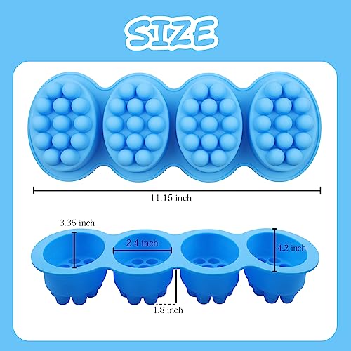 2Pcs Silicone Massage Bar Soap Molds, Handmade Soap Molds for Soap Making, 3D Hair Comb Ice Mold Scalp Massager, Hair Brush Soap Bar Silicone Mold, Food Grade Soap Mould Massage Moulds - color: Pink, Blue