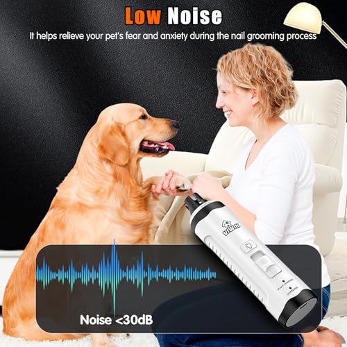 VIWIK Dog Nail Trimmers with Light, Cat Dog Nail Clippers, Dog Nail Grinder Quiet for Large Medium Small Dogs Paw & Cats Claw, Electric 2-Speed Pet Toenail Grooming Supplies, Gifts for Dog Lovers. - color: White+Blue